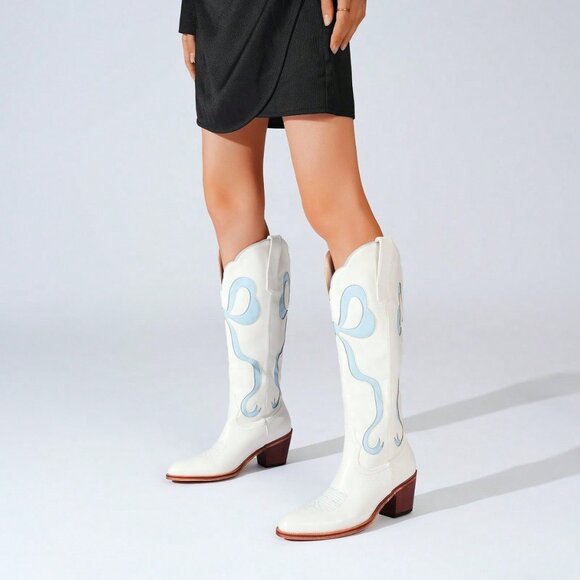 Blue Chic Women's Embroidered Cowboy Boots - Picture 2 of 5